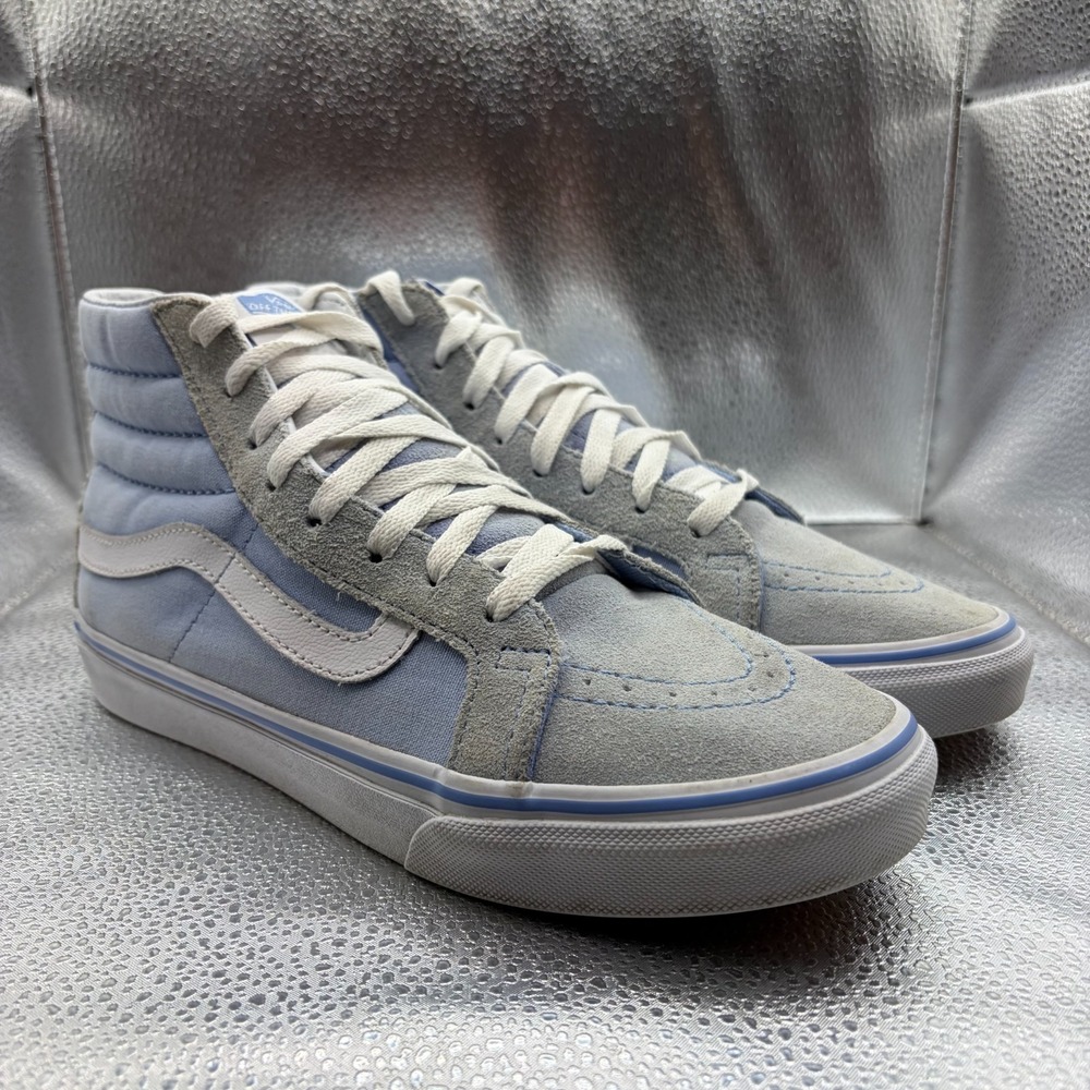 Size 6M/7.5W Vans Sk8-Hi Blue Fog Suede Canvas Skateboard Sneaker Shoes 721356